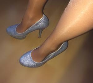 Footjob with shiny pantyhose and silver platforms #1v7nae5j1rz.jpg
