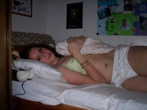 Lovely Brunette Teen On Her Bed in Bra and Panties-u7q547usiv.jpg